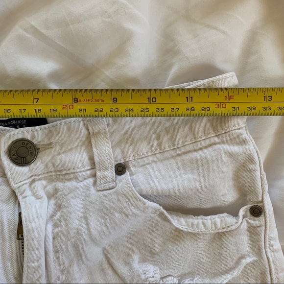 Ultra High Waisted White Distressed Denim Shorts - Picture 6 of 8